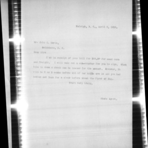 C. R. Hudson correspondence, April 1912