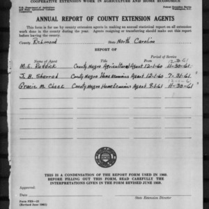 Annual Report of County Extension Agents, African American, Richmond County, NC
