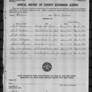 Annual Report of County Extension Agents, Robeson County, NC