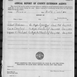 Annual Report of County Extension Agents, African American, Rowan County, NC