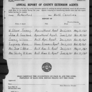 Annual Report of County Extension Agents, Rutherford County, NC