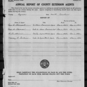 Annual Report of County Extension Agents, Tyrrell County, NC