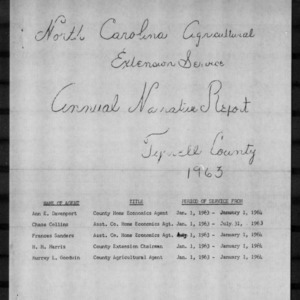 North Carolina Agricultural Extension Service Annual Narrative Report, Tyrrell County, NC