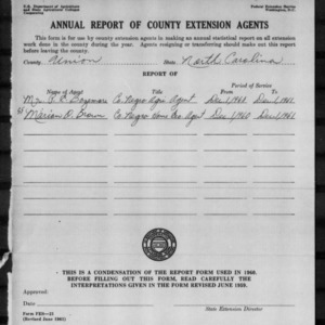 Annual Report of County Extension Agents, African American, Union County, NC