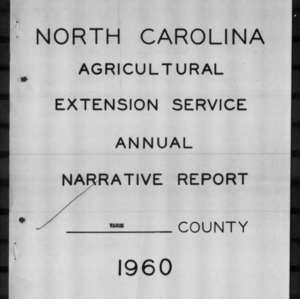 North Carolina Agricultural Extension Service Annual Narrative Report, Vance County, NC