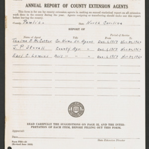 North Carolina Cooperative Extension Service Annual Reports. Pamlico County - Annual Report of County Extension Agents, 1959 Dec. 1 to 1960 Nov. 30, Part 2