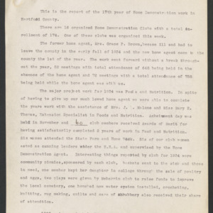 Hetford County, Report of Home Demonstration Work (2 of 3), 1935