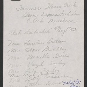 Former Stoney Creek Home Demonstration Club Members, undated
