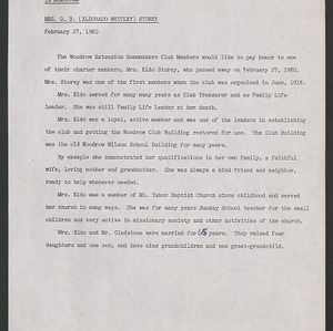In Memoriam of Mrs. G. B. Storey, 1980 May 22