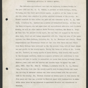 Avery County, Historical Appraisal of Extension and Home Demonstration Work in Avery County, 1916 to 1939