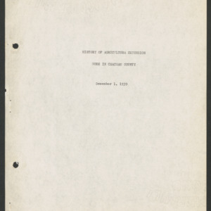 Chatham County, History of Agricultural Extension Work and Home Demonstration Work in Chatham County, 1939