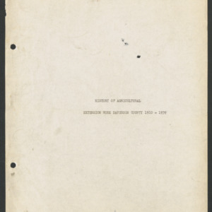 Davidson County, History of Agricultural Extension Work from 1910 to 1939, 1939