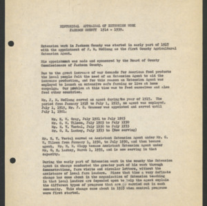Jackson County, Historical Appraisal of Extension Work from 1914 to 1939, undated