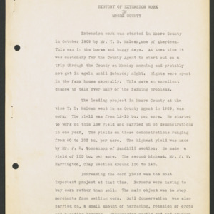 Moore County, History of Extension Work, undated