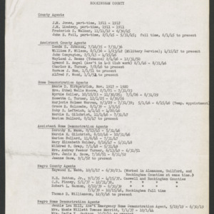 Rockingham County, Twenty Five Year History of Demonstration Work from 1911-1939, and List of Agents, 1939