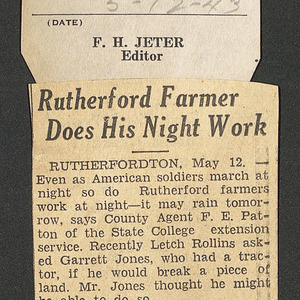 Rutherford County News Articles, 1943
