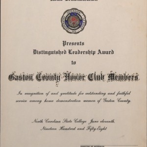 Home demonstration award certificates