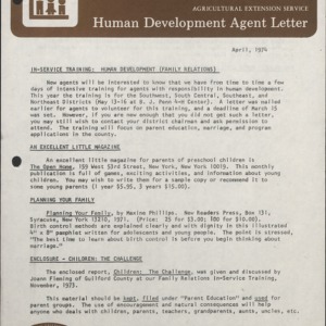 Newsletter -- Human Development Agent Letter :: Administrative Records