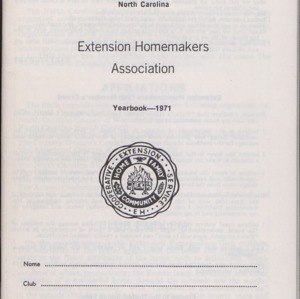 North Carolina Extension Homemakers Association yearbook, 1971