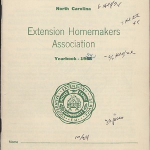 North Carolina Extension Homemakers Association yearbook, 1968