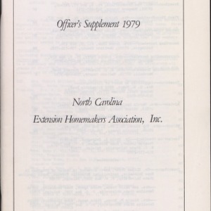 North Carolina Extension Homemakers Association, Inc., Officer's supplement, 1979