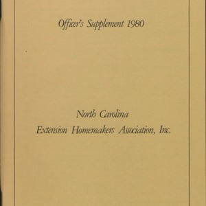 North Carolina Extension Homemakers Association, Inc., Officer's supplement 1980