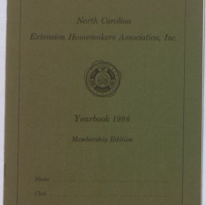 North Carolina Extension Homemakers Association, Inc. yearbook, membership edition, 1986
