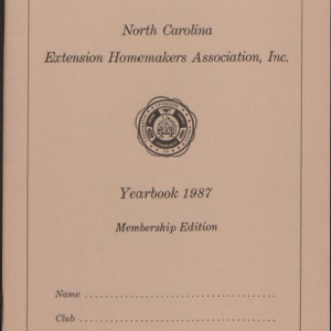 North Carolina Extension Homemakers Association, Inc. yearbook, membership edition, 1987