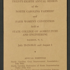 Farm and Home Week program, 1930