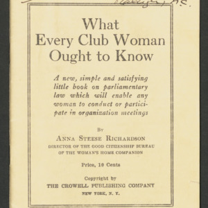 Farm and Home Week, What Every Club Woman Ought to Know, 1935