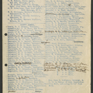North Carolina Cooperative Extension Service, Personnel Lists, 1917