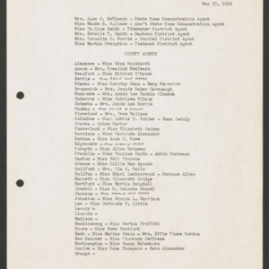 North Carolina Cooperative Extension Service, Personnel Lists, 1922