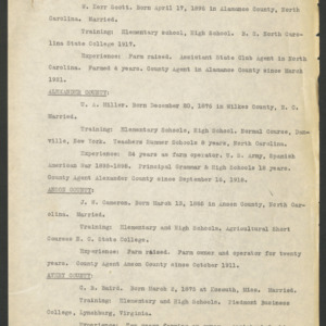 North Carolina Cooperative Extension Service, Personnel Lists, 1924