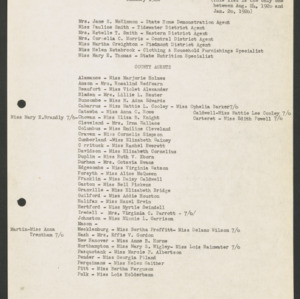 North Carolina Cooperative Extension Service, Personnel Lists, 1926