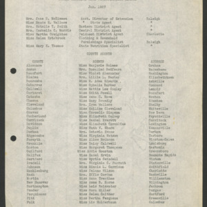 North Carolina Cooperative Extension Service, Personnel Lists, 1927