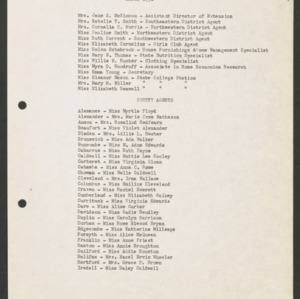 North Carolina Cooperative Extension Service, Personnel Lists, 1931