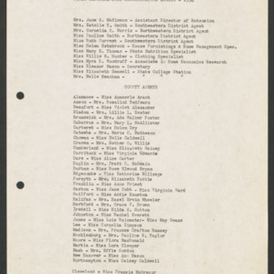 North Carolina Cooperative Extension Service, Personnel Lists, 1934
