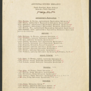 North Carolina Cooperative Extension Service, Personnel Lists, 1946