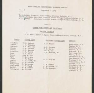 North Carolina Cooperative Extension Service, Personnel Lists, 1949