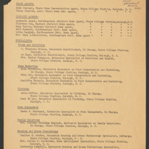 North Carolina Cooperative Extension Service, Personnel Lists, 1957