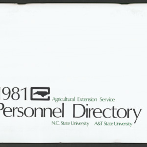North Carolina Cooperative Extension Service, Personnel Directory, 1981