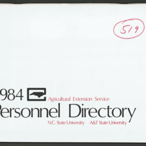 North Carolina Cooperative Extension Service, Personnel Directory, 1984