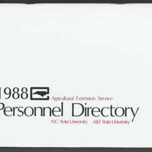 North Carolina Cooperative Extension Service, Personnel Directory, 1988