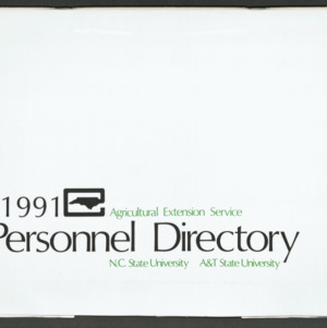 North Carolina Cooperative Extension Service, Personnel Directory, 1991