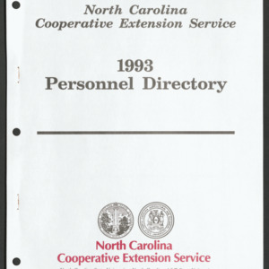 North Carolina Cooperative Extension Service, Personnel Directory, 1993