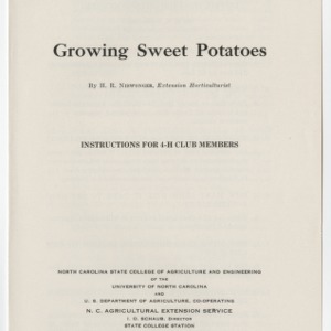 Growing Sweet Potatoes: Instructions for 4-H Club Members (Club Series No. 20)