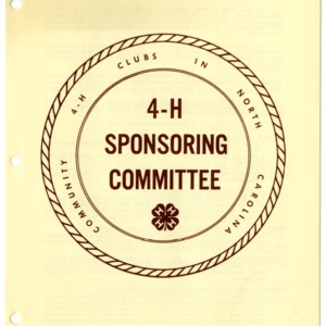 4-H Sponsoring Committee (4-H Publication L-01-11, Reprint)