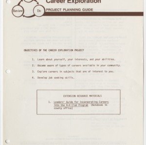 Career Exploration Project Planning Guide (4-H Project Planning Guide 1-111, Reprint)