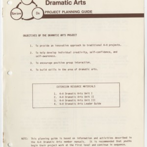 Dramatic Arts Project Planning Guide (4-H Project Planning Guide 1-112)