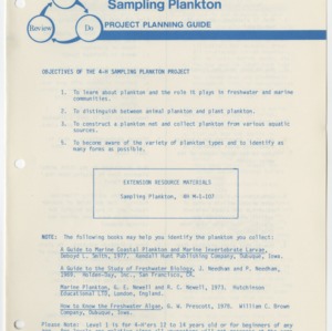 Sampling Plankton Project Planning Guide (4-H Project Planning Guide 1-129)